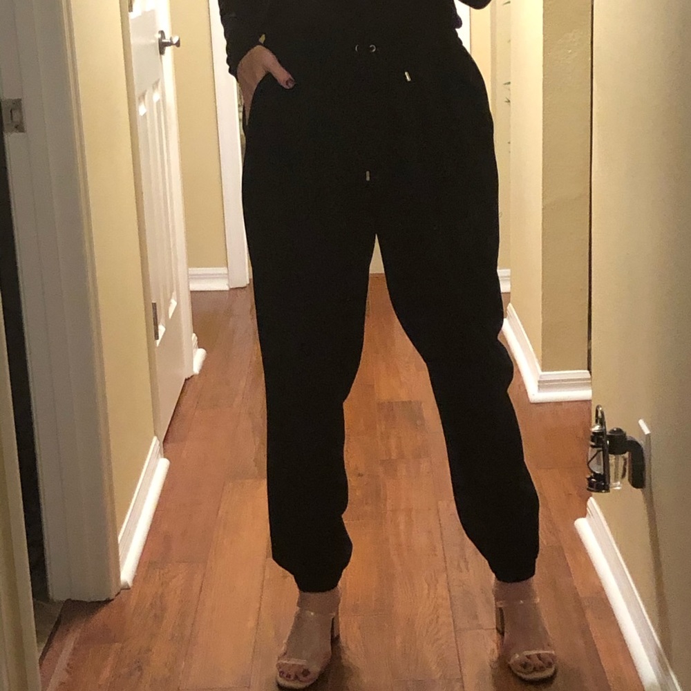 Michael Kors black draw string tapered pants